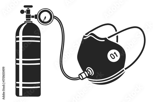 Oxygen Tank and Breathing Mask Icon.
