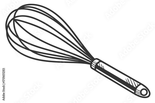 Simple Line Drawing of a Kitchen Whisk.