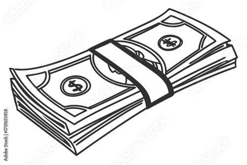Stack of Money Bills with Dollar Signs.