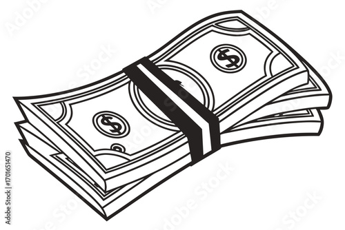 Stack of Dollar Bills with Dollar Signs.
