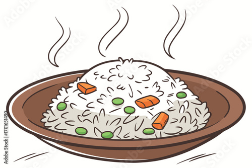 Steaming Bowl of Delicious Fried Rice.