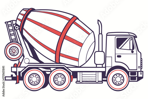 Stylized Concrete Mixer Truck Illustration.