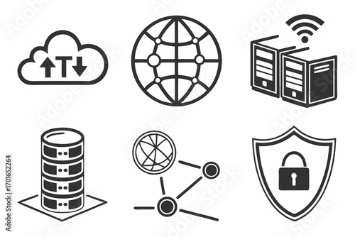 Technology and Network Security Icons Collection.