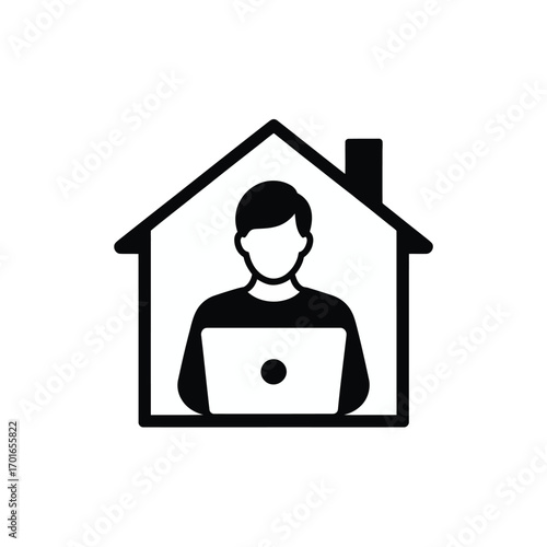 Freelancer Remote Work Icon with Laptop at Home