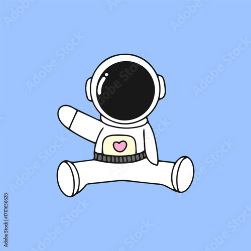 Kawaii astronaut. Coloring page decorated with outline space elements. Coloring book page printable template a4 for children and adult