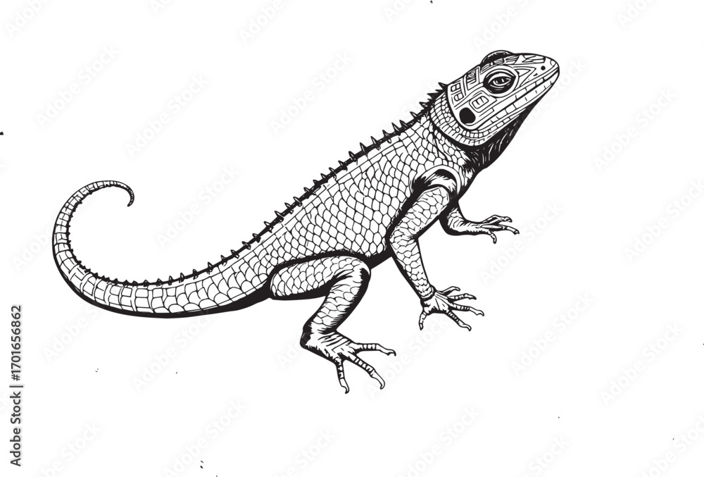 Fototapeta premium Illustration of a lizard. Hand drawn vector illustration 