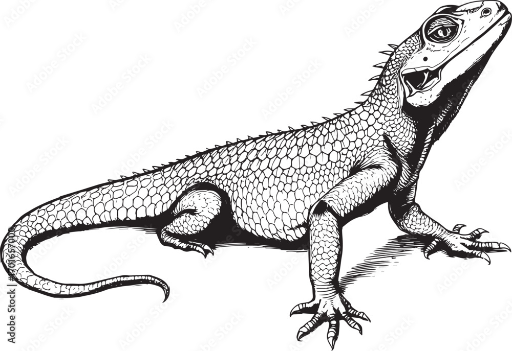Naklejka premium Illustration of a lizard. Hand drawn vector illustration 