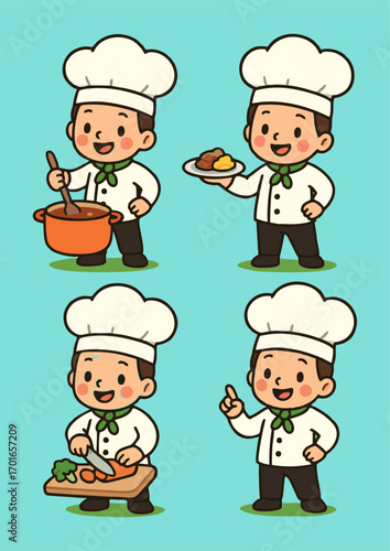 Cute Little Chef Vector Set