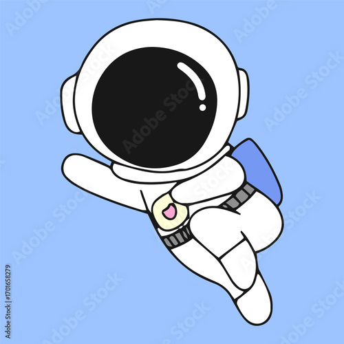 Kawaii astronaut. Coloring page decorated with outline space elements. Coloring book page printable template a4 for children and adult