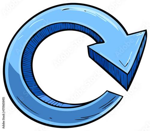 Recycle Icon Illustration Blue Hand Drawn Vector Arrow Symbol Movement