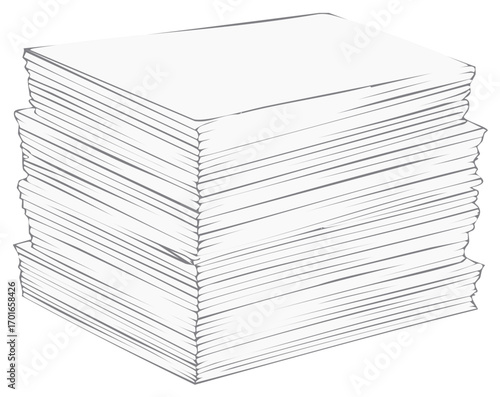 Large stack of blank white paper sheets for office documents and administrative tasks