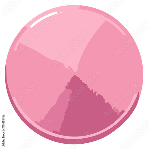 Lustrous pink geometric sphere with abstract internal texture and bright highlights