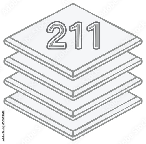 Stacked square layers with the number 211 on top