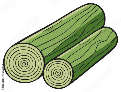 Cartoon Style Leeks Vegetable Two Green Leeks Food Ingredient Ingredient Cooking
