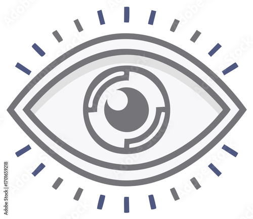 Stylized Eye Icon Illustration: Vision, Sight, and Surveillance Symbol