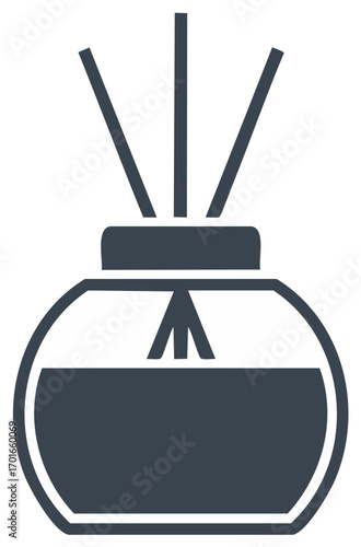 Aromatherapy fragrance reed diffuser icon. Vector drawing of essential oil bottle