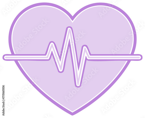 Purple Heart with EKG Line Illustration
