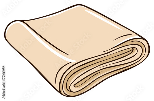 Clean illustration of neatly folded light brown fabric or paper material layers