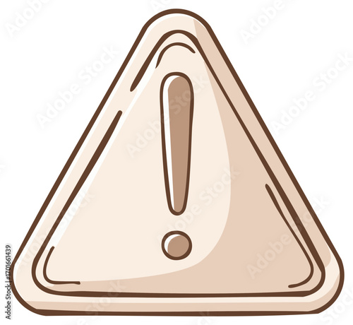 Attention Sign Design: Exclamation Point in Triangle Cartoon Style Illustration