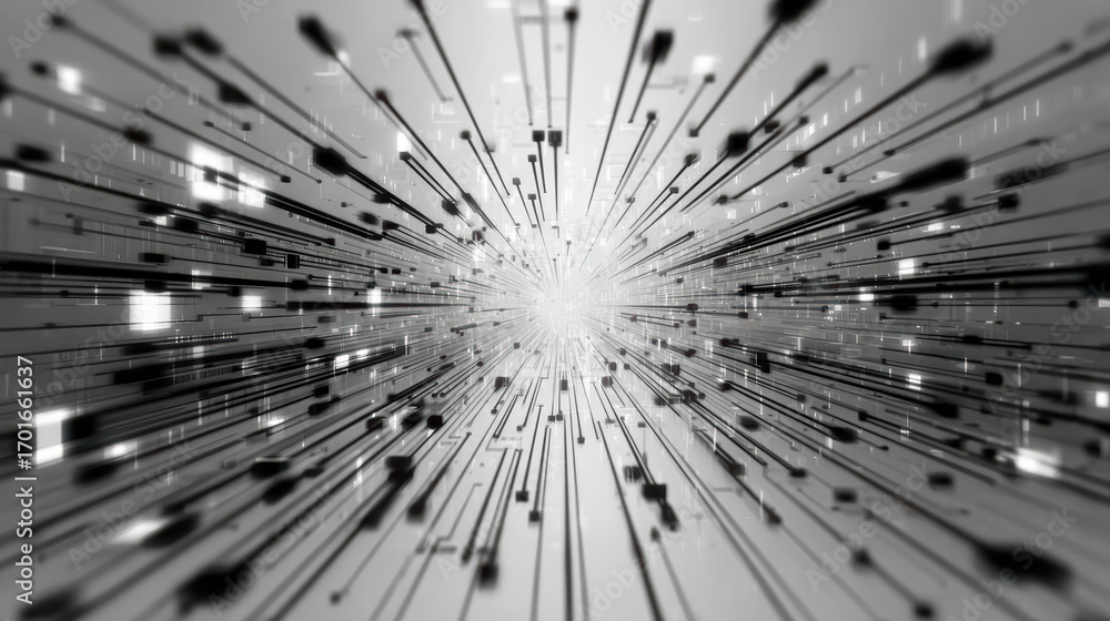 Obraz premium Abstract grey circuit line technology pattern radiating to center