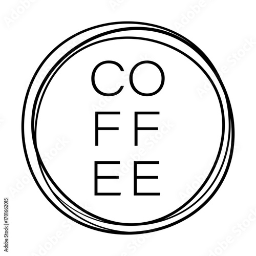 Coffee in scribble circle svg cut file. Isolated vector illustration.