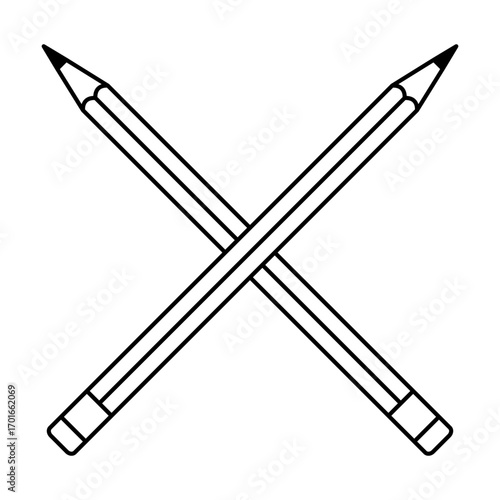 Crossed pencils svg cut file. Isolated vector illustration.