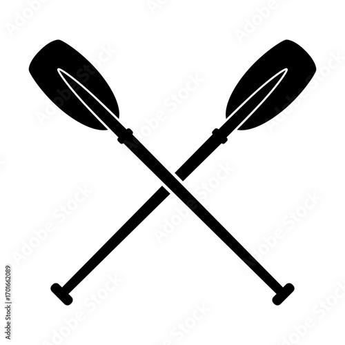 Crossed canoe paddles svg cut file. Isolated vector illustration.