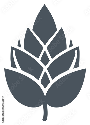 Stylized Hop Cone With Leaves And Stem Graphic Icon
