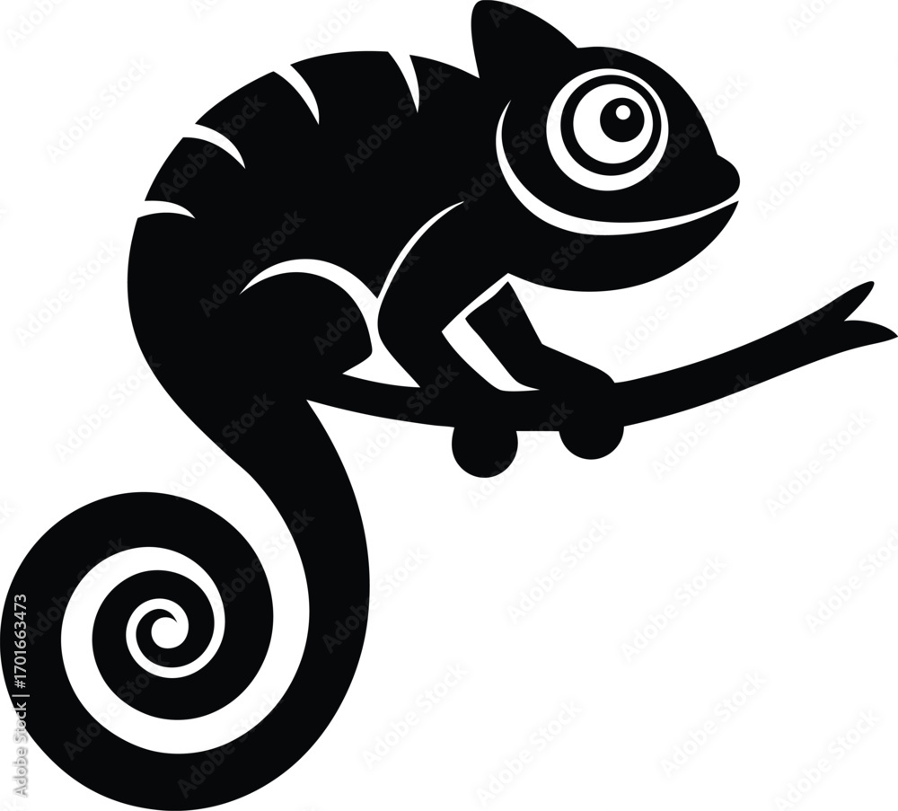 Fototapeta premium Chameleon Silhouette on Branch