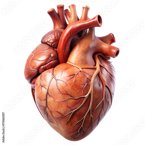 Wallpaper Mural A realistic anatomical model of a human heart, showing arteries and veins, isolated on a transparent background Torontodigital.ca