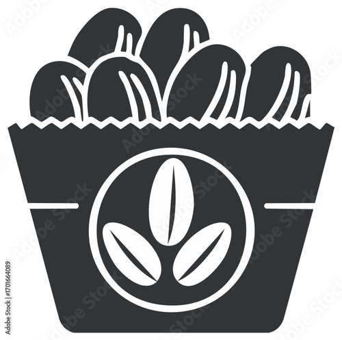 Bag of coffee beans with graphic logo design symbol illustration