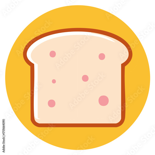 Cartoon bread slice icon vector illustration in flat design style for food and breakfast concepts