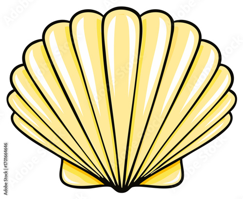 Illustrative golden seashell graphic Seashell on white background, vector illustration
