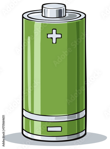 Green battery cell, illustration, renewable energy source, power supply for electricity devices, sustainable