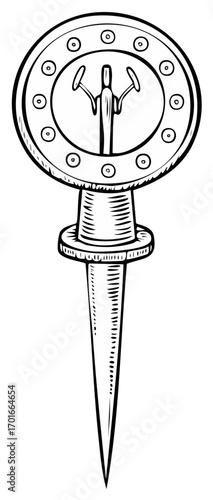 Ancient Device Symbol Stylized Line Art