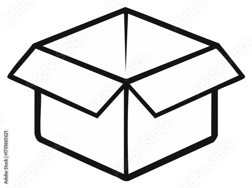 Open Cardboard Box Outline Drawing Simple Packaging Container