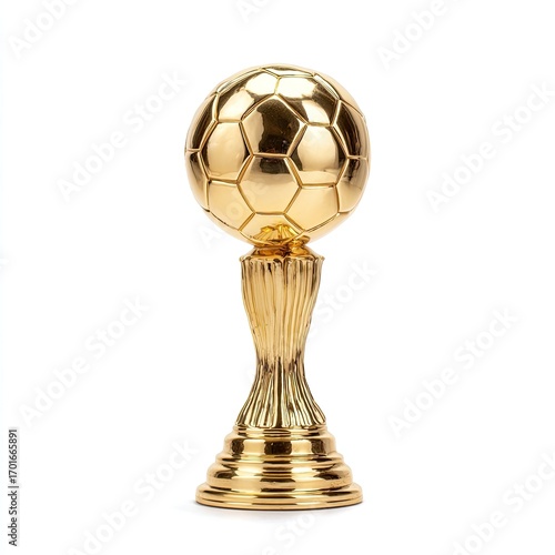 Gold soccer trophy, isolated