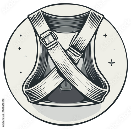 Illustration of a safety harness for climbing or adventure