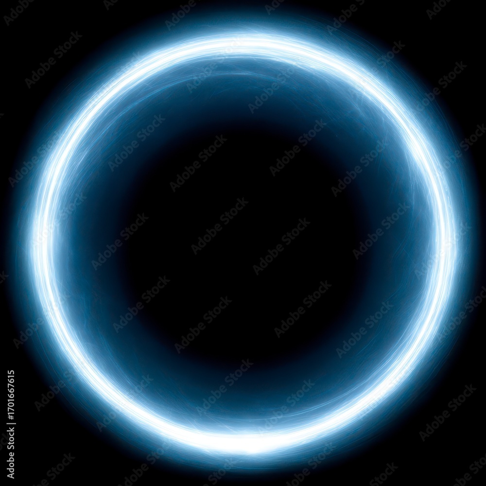 Obraz premium Bright, light blue circle frame on black