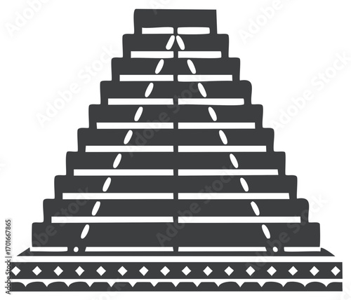 Geometric illustration of a stepped pyramid or structure concept in grayscale