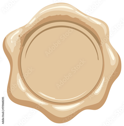 Tan Sealing Wax Stamp Illustration Template for Authenticity and Document Closure