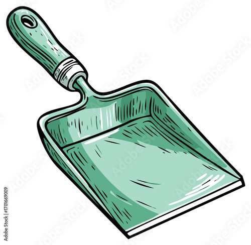 Hand Drawn Dustpan Illustration Cleaning Tool Household Chores Sanitation Dust Cleanup Tool