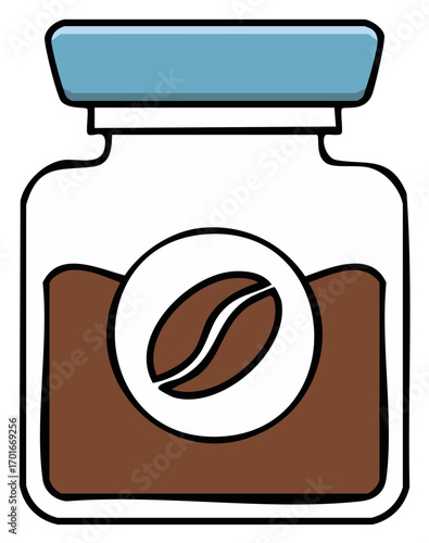 Coffee beans in jar illustration, caffeine drink concept design for breakfast and energizing