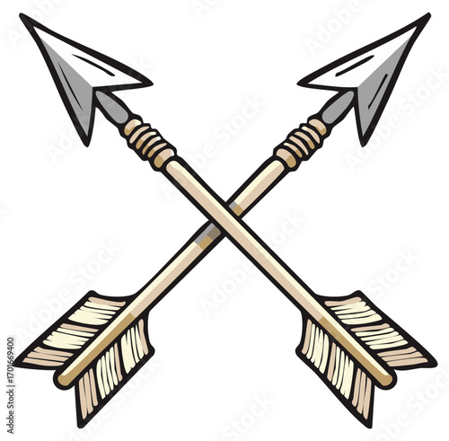 Rustic Crossed Arrows Archery Symbol Indigenous Style Design Illustration