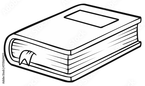 Wallpaper Mural Outlined Book Illustration with Bookmark Education and Knowledge Torontodigital.ca