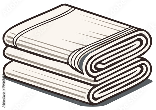 Stacked folded bath towels illustration for spa, bathroom, or hotel usage concept.