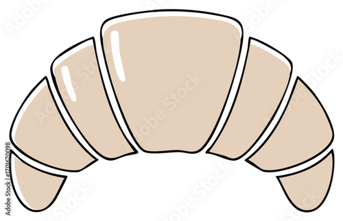Illustrated croissant pastry with black outlines and light color