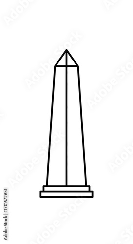 Simple line drawing of an obelisk monument on a white background.