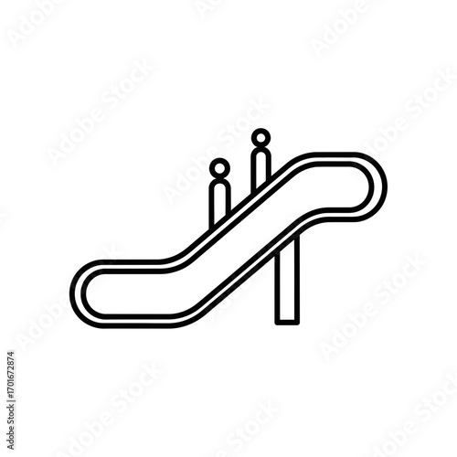 Escalator outline icon black and white illustration simple design.