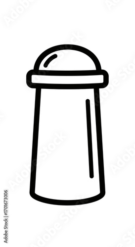 Salt shaker outline drawing in black and white simple design.